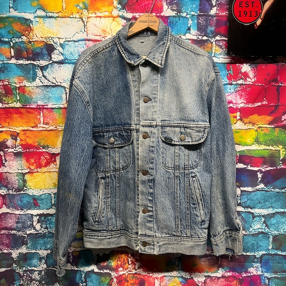 Vintage Lee Easy Riders Denim Jacket Distressed Biker Large
